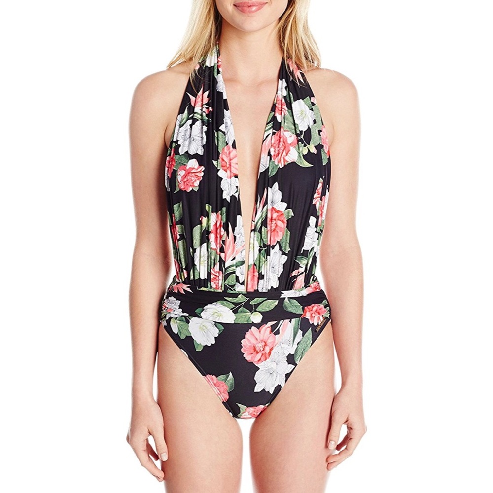Vince Camuto Tropical Halter One piece Swimsuit
